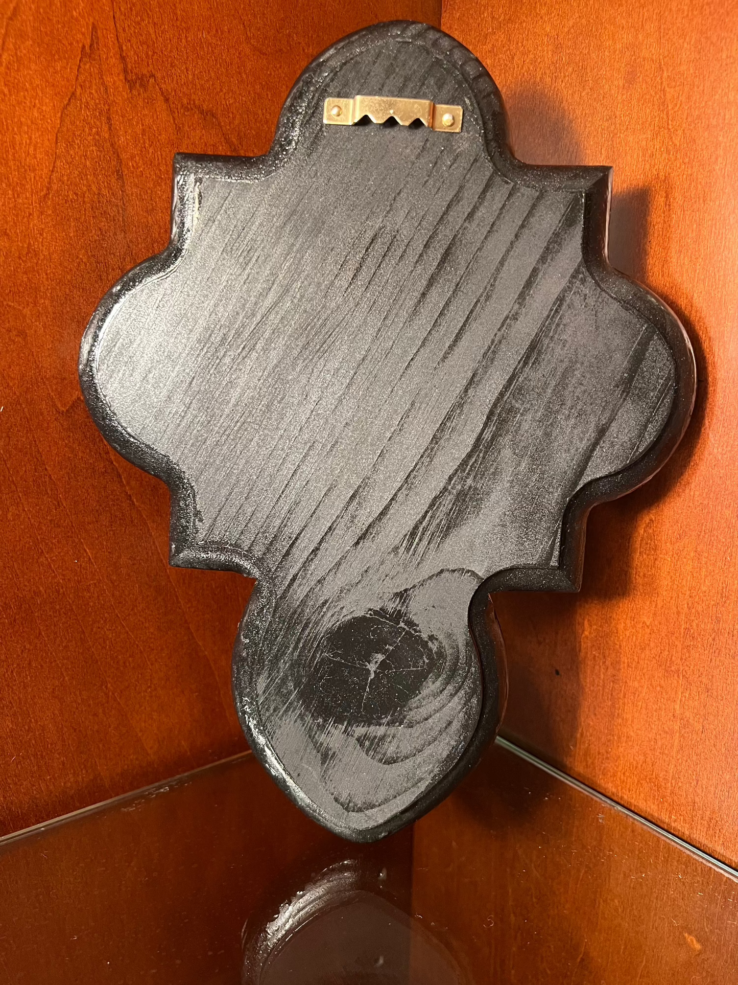 Handcrafted Pewter Cross with Obsidian Quartz – 10 1/2" Tall