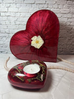 Resin Clock with Amethyst or Rose Quartz, Vintage Keys, and a Matching Votive
