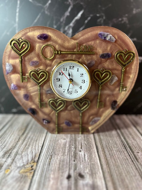 Smoky Pink Amethyst Resin Clock