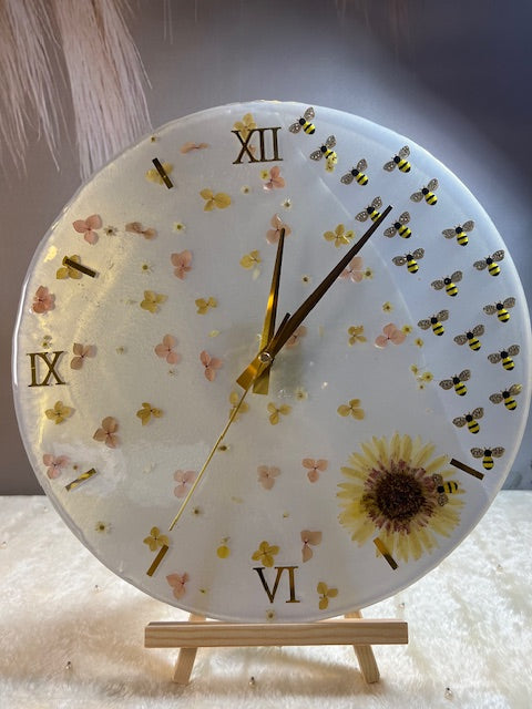 14" Resin Clock with Bees